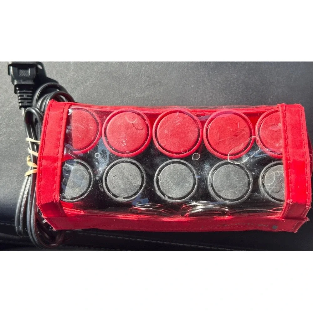Remington H-1015 Hot Rollers Curlers Travel Set 10 Red Black Compact ☆TESTED HOT
